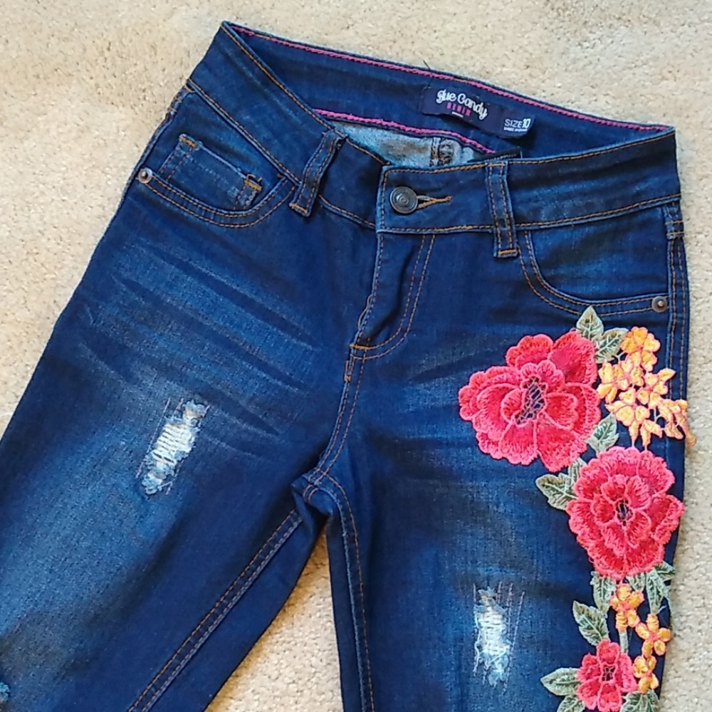 HP!!🎊Blue Candy Denim Skinny Distressed Jeans